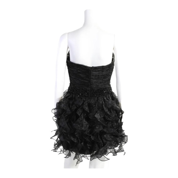 NWT SHERRI HILL Black Strapless Embellished Ruffle Mini Dress Size 8 Prom Dress - Picture 4 of 9
